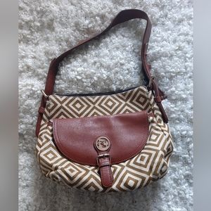 Spartina Chevron Green and White print purse